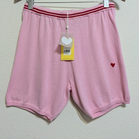 Kerri Rosenthal The Velo Shorty Rosey Pink Cotton Cashmere Knit Shorts Sz M NWT - Picture 1 of 5